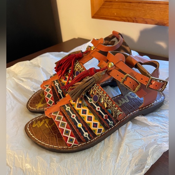 Sam Edelman Tribal Orange Sandals US6 - Picture 3 of 6
